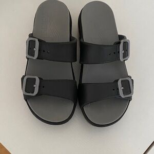 Dansko Black Slide Sandals with Buckles